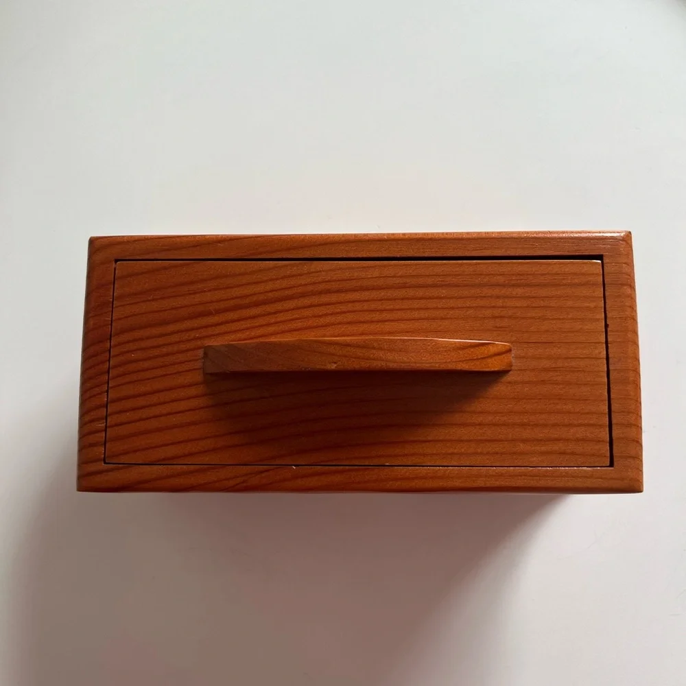 Vintage Wooden Trinket Box With Lid Signed Jewelry Small Keepsakes